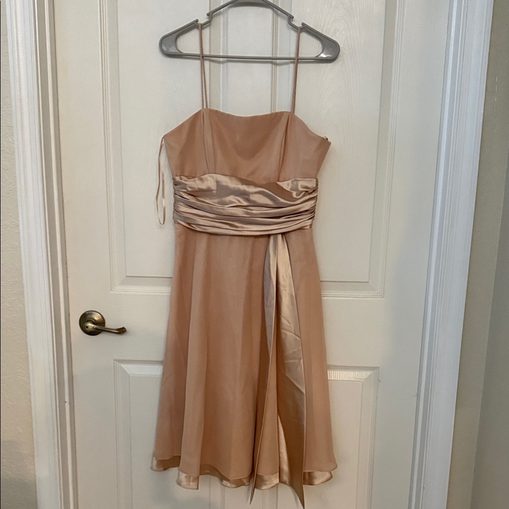 Cinderella Blush Satin-Appliqué Prom Dress